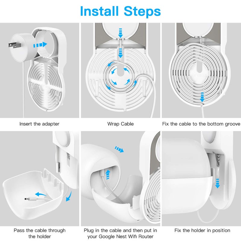 Koroao حامل جداري لمخرج المنزل الذكي Koroao فقط لجهاز توجيه Google Nest WiFi (الجيل الثاني) - تركيب سهل وبدون فوضى الأسلاك لحامل جهاز توجيه Google 4x4 AC2200 Nest Mesh Wi-Fi (3 عبوات)  - Image 4